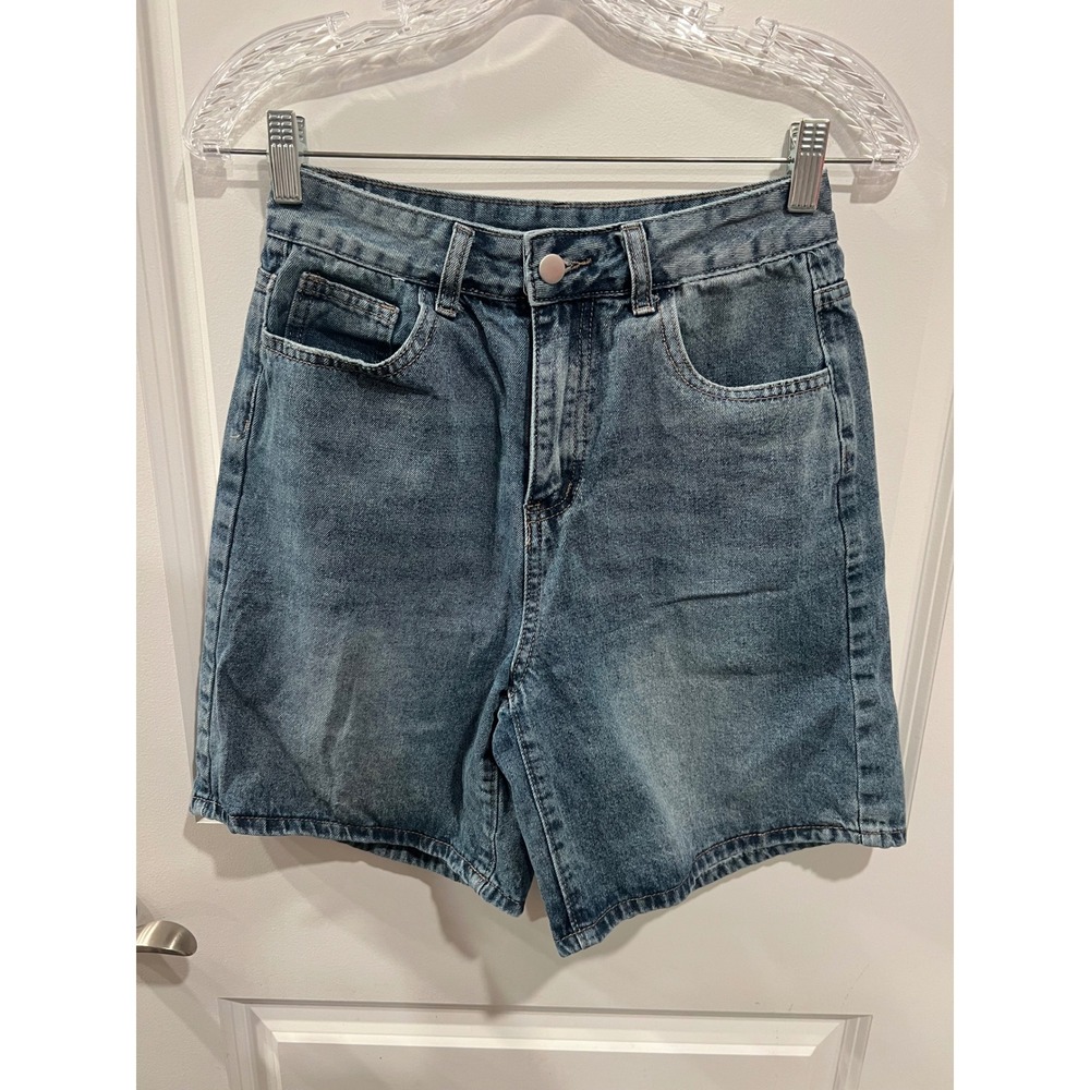 DAZY Womens Denim Shorts High Waisted Medium Wash Blue Size M